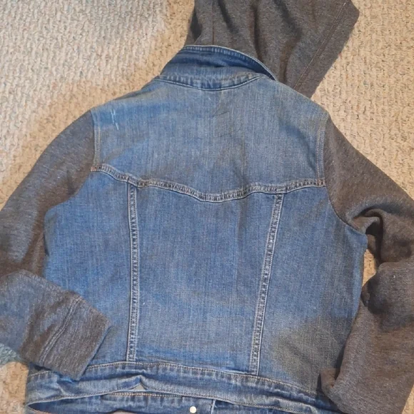 Hollister Kids Blue Denim Jacket with Gray Sleeves - Picture 5 of 5